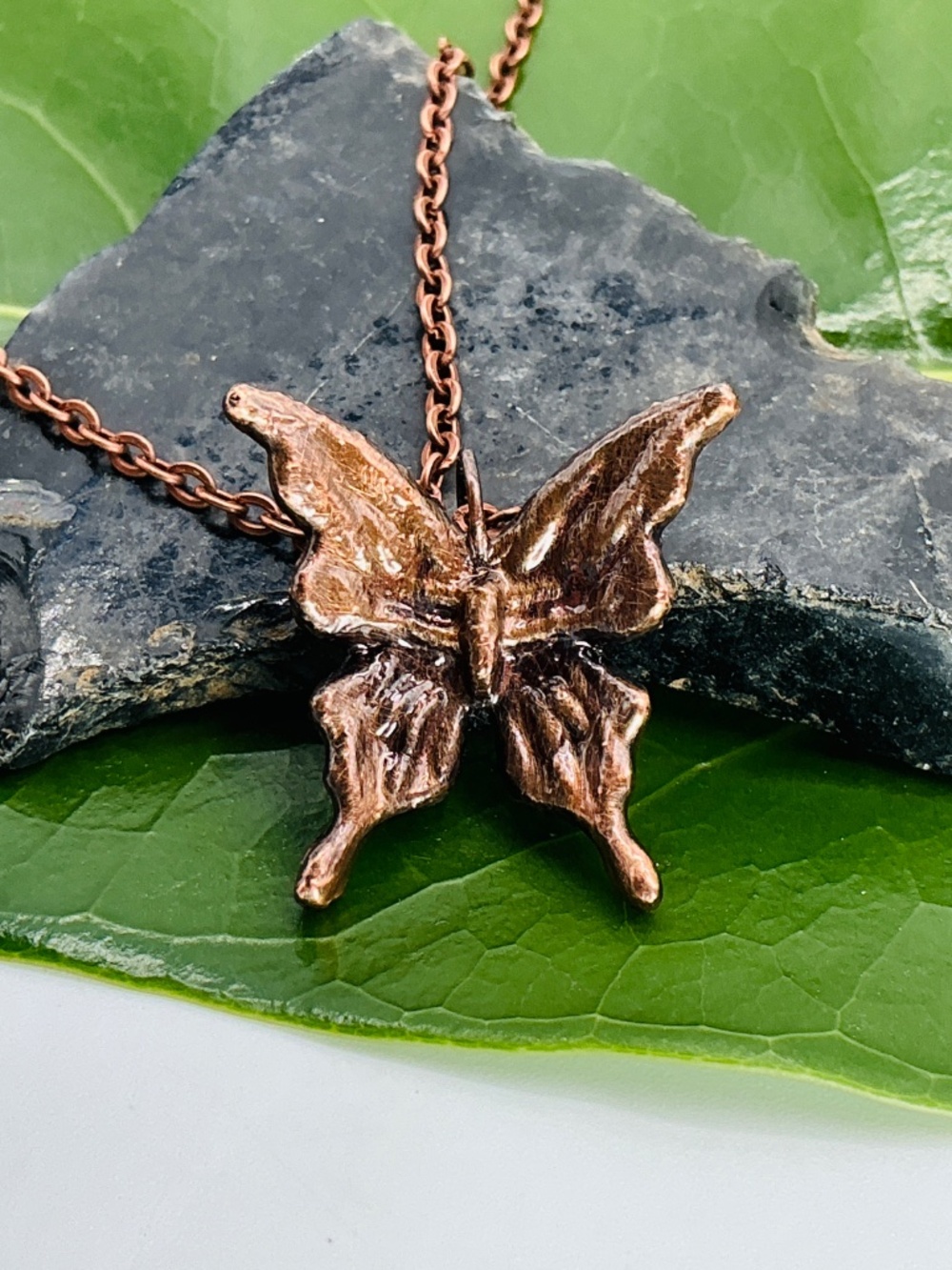 Butterfly Necklace Pendant Handmade Copper Jewelry USA Boho 18” Grateful Times D